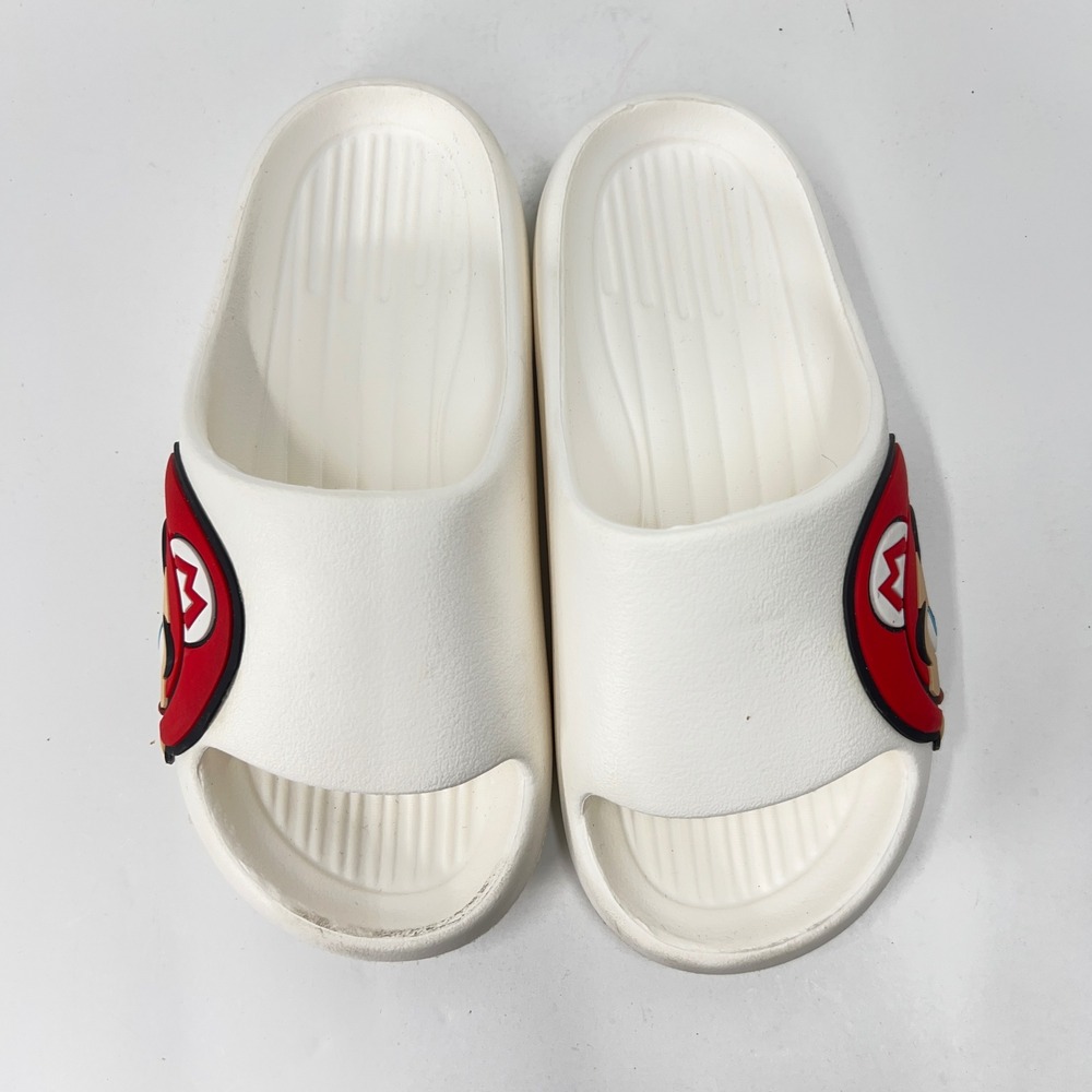 Kids Super Mario Bros White Graphic Slide Sandals Summer Shoes Size 32-33 - Picture 5 of 11